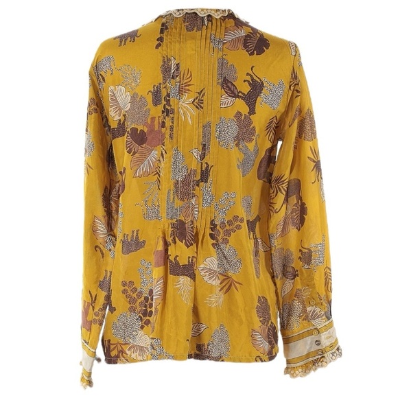 Johnny Was Taly Evette Safari Leopard Elephant Lightweight Silk Blouse Size XS - Picture 3 of 6